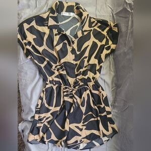 Black and Tan Animal‎ Print Romper